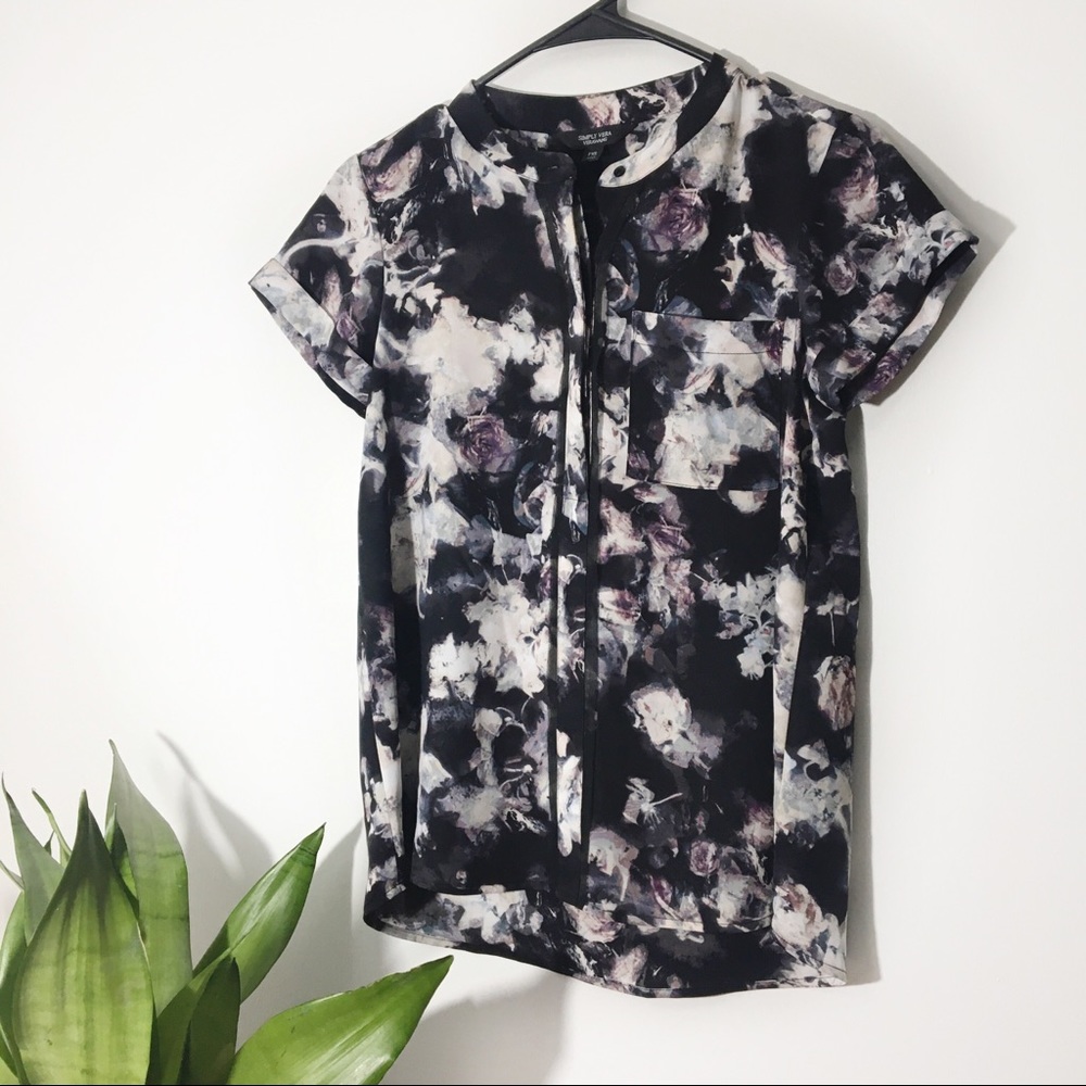 Simply Vera Vera Wang Abstract Short Sleeve Blouse